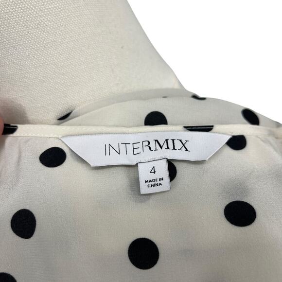 Intermix Polka Dot Silk Ruffle Blouse Size 4 - Picture 6 of 9